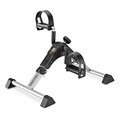 TECHMOO Exercise Bikes Physical Therapy Leg Exercisers Sport Foldable Pedal Exerciser, Stationary Under Desk Exercise Equipment Arm/Leg/Foot Peddler Exercise with LCD Monitor(Black)