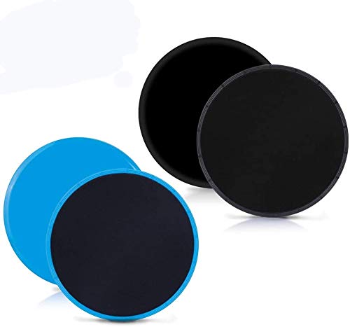 Gliding Discs Core Sliders Exercise Sliders 4 Pack Dual Sided Gliding Slider for Carpet or Hard Floors Core Fitness Ultimate Core Training Gym and Full Body Workout’s at Home or Travel Black & Blue