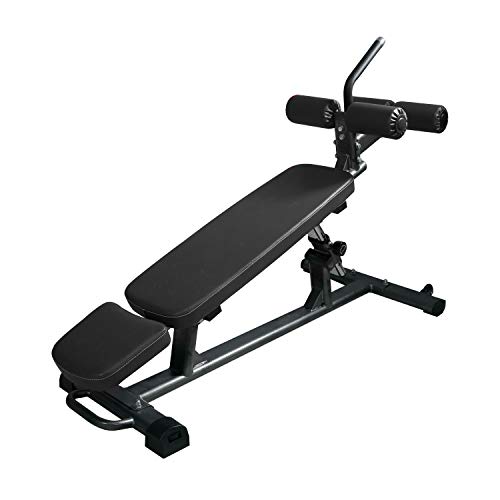 Finer Form Semi-Commercial Sit-Up Bench For Core Workouts and Decline Bench Press. Adjustable Weight Bench with Reverse Crunch Handle with 4 Adjustable Height Settings. Great Ab Workout Equipment
