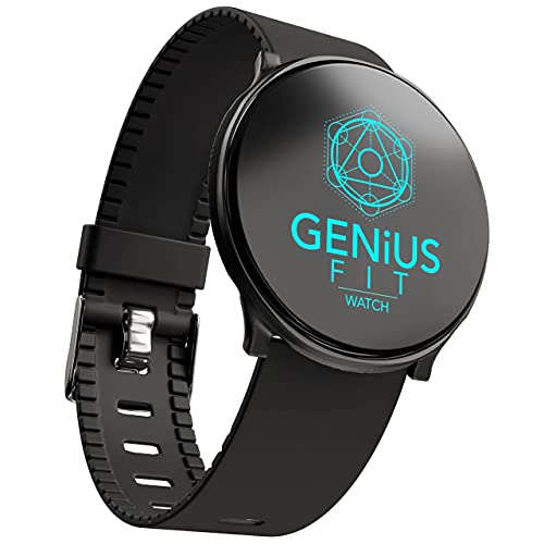 GENIUS FIT WATCH. Pedometer Watch, Sleep Tracker. Blood Pressure and Heart Rate Monitor. Waterproof, Measures Body Temperature. Compatible w/Fitness Tracker (Android/iOS),w/Long Battery Life.