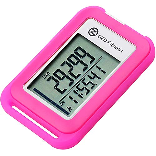 OZO Fitness SC 3D Digital Pedometer for Walking. Track Steps and Miles and Calories. Clip on Step Counter for Men, Women & Kids (Pink)