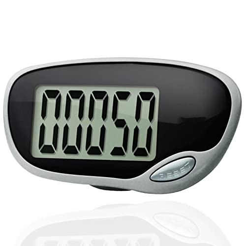 Pedometer for Walking, Simple Step Counter, Step Tracker with Belt Clip and Large Display for Men Women Kids and Elder – Black
