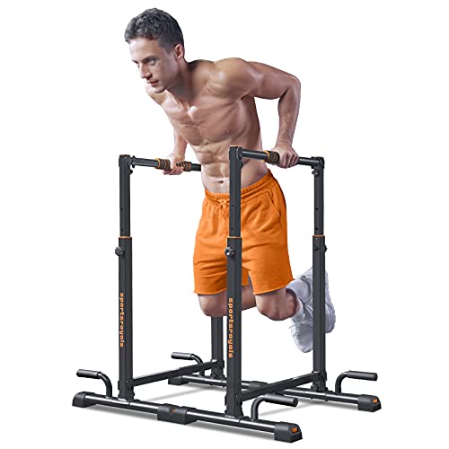 Sportsroyals Dip Bar, Adjustable Parallel Bars for Home Use, Dip Station with 6 Height Level & 1200LBS Weight Limit