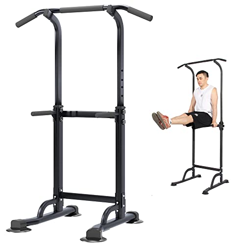 DlandHome Multi-Function Power Tower Adjustable Height Pull Up and Dip Station Strength Training Fitness Workout Station, PSBB005