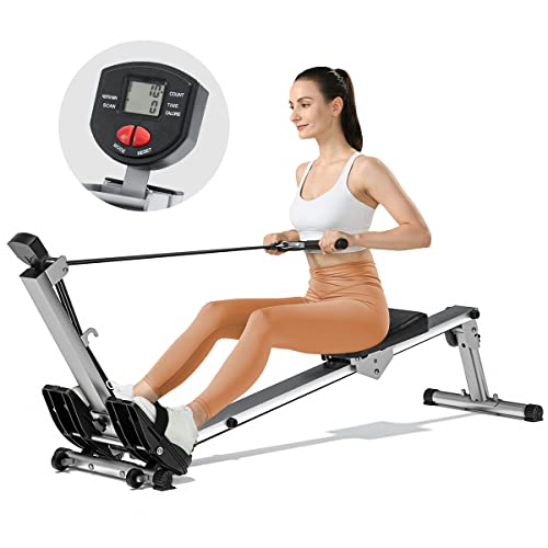 Rowing Machine for Home Use, Foldable Rower for Office Use with LCD Monitor & Comfortable Seat Cushion, Quiet & Smooth-2023 Revolution New Row Machine