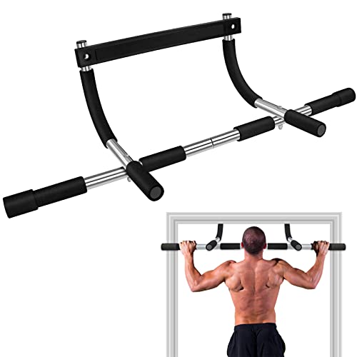 Doorway Pull Up Bar, Strength Training Pull-up Door Frame Bars, Total Upper Body Workout Bar for Doorway with Foam Grips, Chin Up Bar without Screws, Fitness Exercise for Home