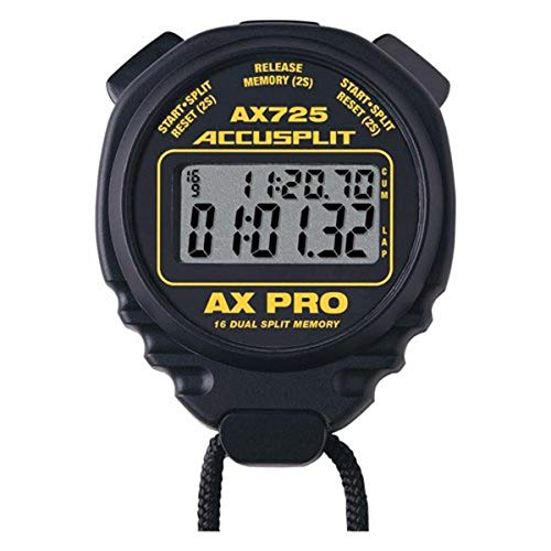 ACCUSPLIT AX725 Dual Line 16 Memory Pro Stopwatch,Black,8.5 x 5 x 1