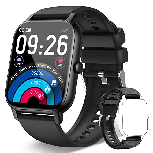 Smart Watch(Answer/Make Calls), 1.85” HD Touch Screen Fitness Watch with Sleep Heart Rate Monitor, 112 Sports Modes, IP68 Waterproof, Activity Trackers Compatible with Android IOS for men women