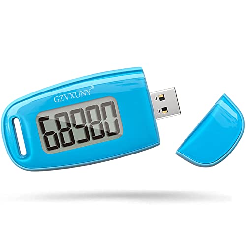 3D Pedometer Clip On, Simple Walking Step Counter with Backlight , USB Rechargeable Accurate Step Counter, Daily Target Monitor, Exercise Time (Blue)