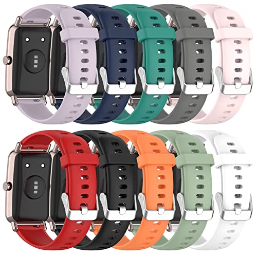 FitTurn [10 Pack 16mm Bands Compatible with FITVII Slim for Women Kids Replacement Glossy Colorful Silicone Wristband Adjustable Accessory Bands Strap for FITVII Slim Fitness Tracker