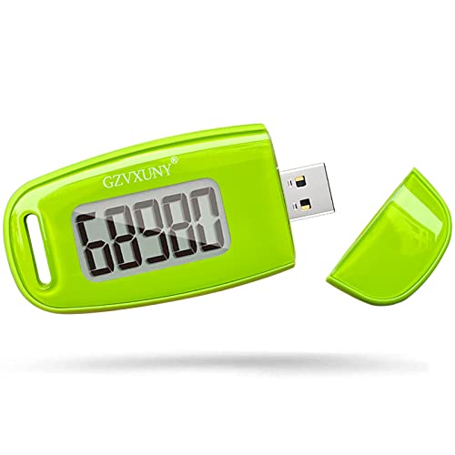 3D Pedometer Clip On, Simple Walking Step Counter with Backlight , USB Rechargeable Accurate Step Counter, Daily Target Monitor, Exercise Time (Green)