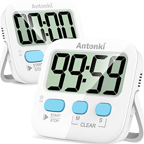 Timer, Timer for Kids, Kitchen Timer, Digital Timer for Cooking, Egg Timer, Magnetic Desk Timers for Teacher, Classroom, Toothbrush, Exercise, Bathroom, Oven, Baking, Table, Productivity – 2 Pack