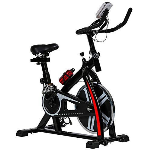 HCB Exercise Bike Indoor Cycling Bike Stationary Bike with Adjustable Seat and Resistance, Comfortable Seat Cushion Cycle Bike for Home Cardio Workout (Black)