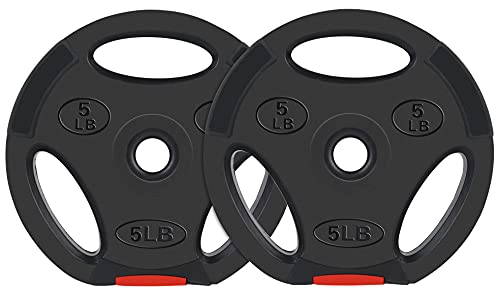 BalanceFrom Vinyl Standard 1-Inch Plate Weight Plate for Strength Training and Weightlifting, Pair BF-VNL5P