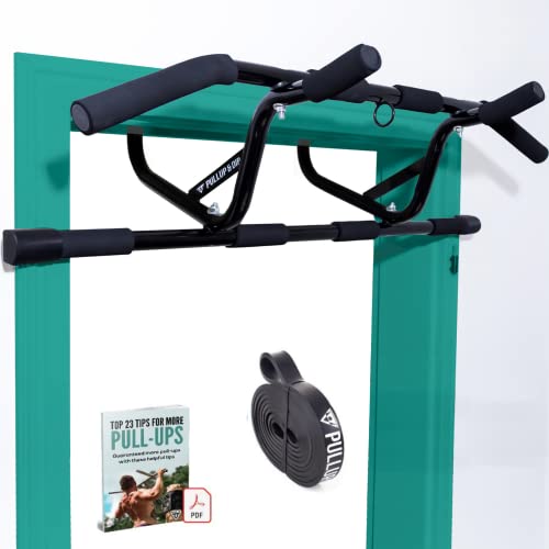 PULLUP & DIP Doorway Pull-Up Bar Without Screwing And No Slipping, Professional Door Frame Chin-Up Bar With Pull-Up Band, Padded Handles + eBook, Up To 240 lbs