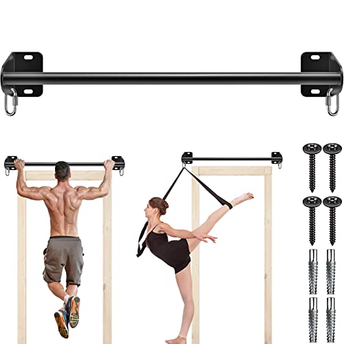 SELEWARE Wall Mounted Pull Up Bar for Doorway, Heavy Duty Strength Training Pull-up Bars, Over Door Chin Up Bar for Home Gym Workout, 2 Holes for Resistance Bands Stretch Strap Flexibility Training