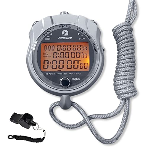 Rolilink Stopwatch,Metal Stop Watch for Sports with Backlight Memory Waterproof Stopwatches Timer for Sports and Competitions (100 Lap with Backlight)