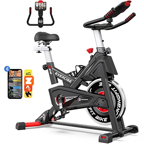 Exercise Bike, Magnetic Stationary Bike for Indoor Cycling (Upgraded Version), Cycle Bike w/ 360° Rotate Ipad Holder for Home Gym, Silent Belt Drive Indoor Bike w/ Comfortable Seat Cushion, 350 lbs Weight Capacity