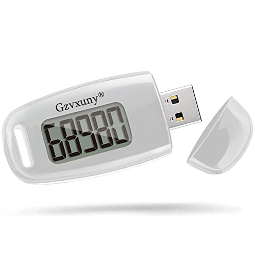 3D Pedometer Clip On, Simple Walking Step Counter with Backlight, USB Rechargeable Accurate Step Counter, Daily Target Monitor, Exercise Time (White)