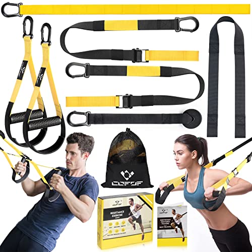 Home Resistance Training Kit, Yellow Resistance Trainer Exercise Straps with Handles, Door Anchor and Carrying Bag for Home Gym, Bodyweight Resistance Workout Straps for Indoor & Outdoor