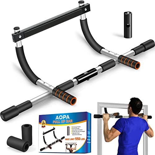 AOPA Pull Up Bar for Doorway, Thickened Casing Anti-bending Max Limit 550 LBS Strength Training Pull-up Bar, Portable Multi-function Pullup Chin Up Bar, Heavy Duty Doorway Upper Body Workout Bar for Home Gyms, Newly Upgrade