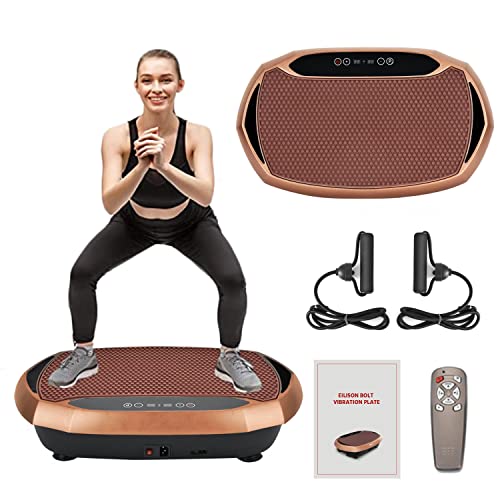 EILISON Bolt Vibration Plate Exercise Machine – Full Body Vibration Fitness Platform Equipment for Home & Travel Workout, Weight Loss, Toning & Wellness – Max User Weight 250lbs (Brown)