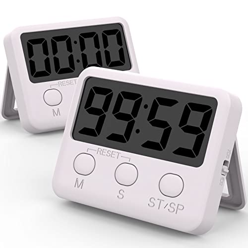 2 Pack Timer, Classroom Timer for Kids, Kitchen Timer Digital for Cooking, Egg, Study, Teacher, Exercise, Oven, Baking, Cook, Desk (AAA Battery Not Included