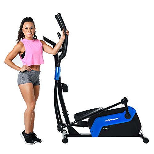 EXERPEUTIC 6000 QF Magnetic Elliptical with Bluetooth MyCloudFitness App, Black and Blue