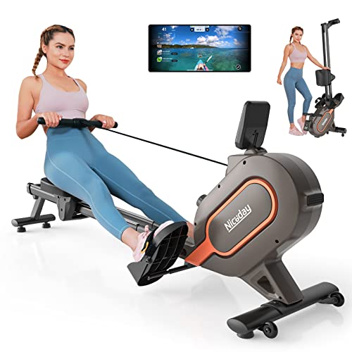 Niceday Rowing Machine, Magnetic Rowing Machine for Home Exercise, Rower with 350 LBS Loading Capacity & 16 Levels of Resistance, Smart Rower Machine with Bluetooth & APP