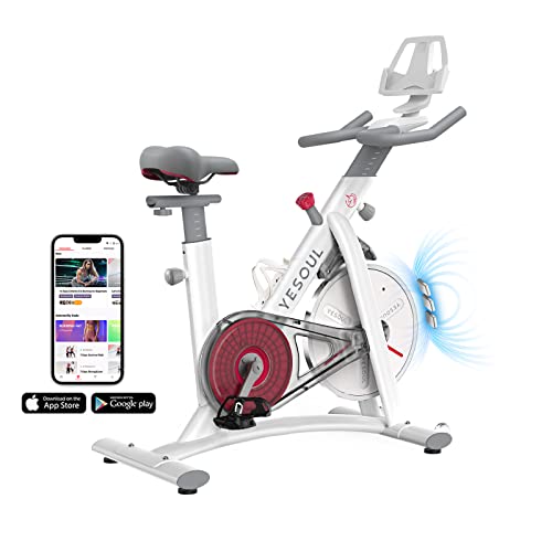 YESOUL S3 Smart Exercise Bike Stationary Bike Spin Bike – Magnetic Resistance exercise bikes for Home Indoor Workout (White)