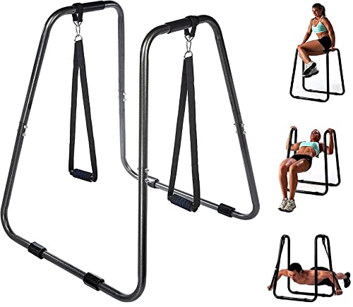 Iron Bar Dip Stand Dip Station Fitness Dip Bars with Straps, Body Press Dip Bar Push Up Stand for Full Body Strength Training Workout, Heavy Duty Parallel Bars for Dip Exercise Home Gym