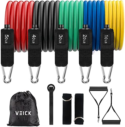 VEICK Resistance Bands for Working Out, Exercise Bands, Workout Bands, Resistance Bands Set with Handles for Men Women, Weights for Strength Training Equipment at Home