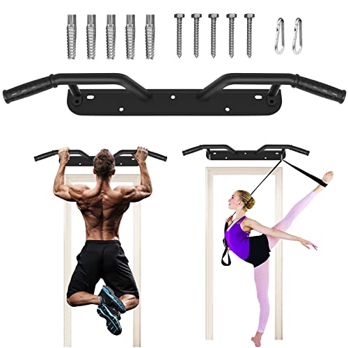 KUKUVI Wall Mounted Doorway Pull Up Bar, Multifunctional Heavy Duty Chin Up Over Door Frame Fitness Bar, Upper Body Workout Home Iron Gym System, Trainer Indoor, Training Exercise Max Loading 450lbs