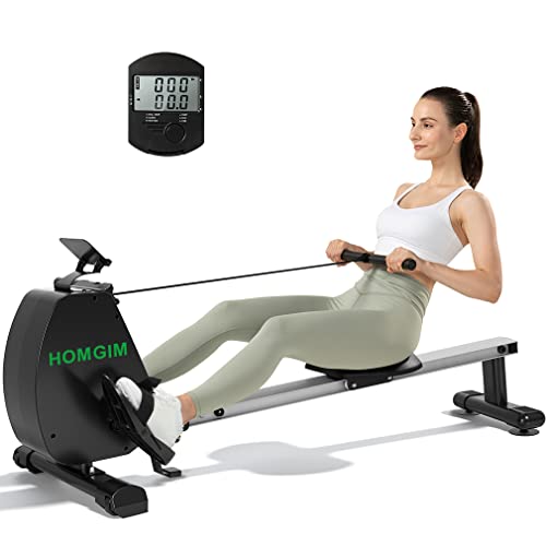 Rowing Machine, HOMGIM Folding Rowing Machines 300 LB Weight Capacity, Rower Foldable for Home Quiet Resistance with LCD Monitor and for Cardio Training