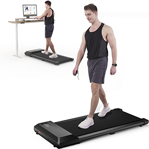 DeerRun Walking Pad, Under Desk Treadmill, Walking Pad Treadmill Under Desk, Mini Treadmill in LED Display, Black
