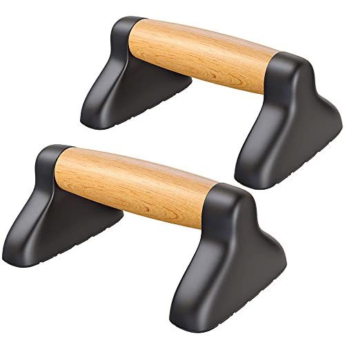 Push Up Bars, Wooden Push Up Handles for Floor, Sturdy Pushup Stands for Men & Women Home Gym Strength Training Equipment Fitness, Wood Pushup Bar Handle Grip, 2 Pack