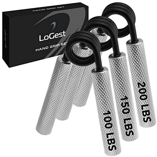 Logest Metal Hand Grip Set, 100LB-200LB 3 Pack No Slip Heavy-Duty Grip Strengthener with Gift Box, Great Wrist & Forearm Hand Exerciser, Home Gym, Hand Gripper Grip Strength Trainer