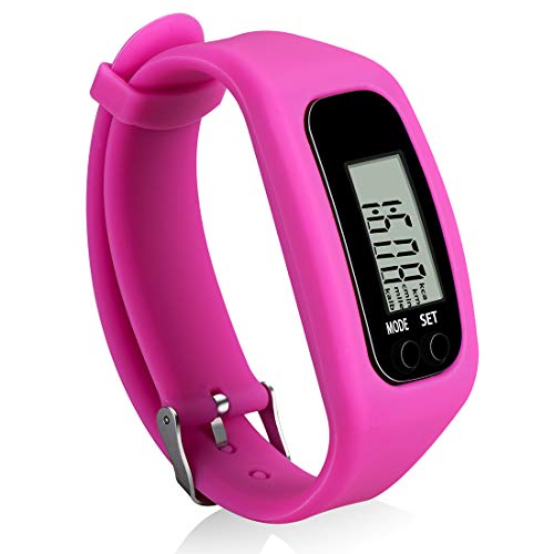 Bomxy Fitness Tracker Watch,Simply Operation Walking Running Pedometer with Calorie Burning and Steps Counting Easy use Step Tracker (Rose RED-3J614)