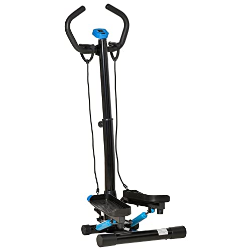 Soozier Twist Stepper Machine with Resistance Bands, Adjustable Workout Fitness Equipment with Handle Bar and LCD Display for Home Gym Exercise