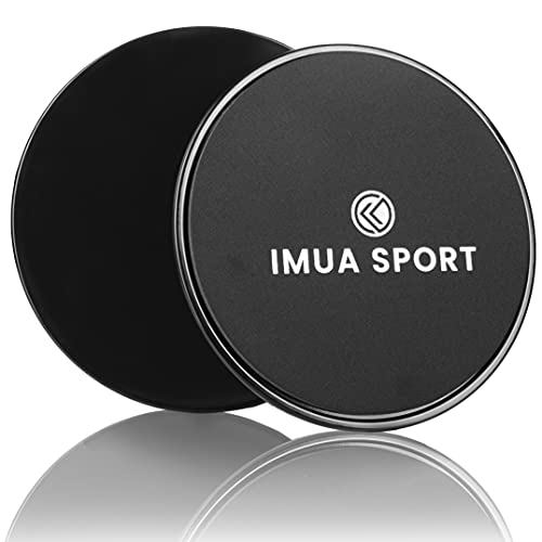 Imua Sport Core Sliders Dual-Sided Sliders for Working Out on Carpet and Hardwood Floors, Light and Compact – Workout Guide Included (2-Pack)