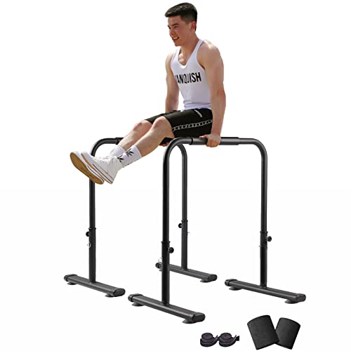 Adjustable Dip Bars Strength Training Fitness Dip Stand Station for Home Gym, Functional Full Body Exercise Parallel Bars for Tricep Dips, Pull-Ups, Push-Ups, L-Sits