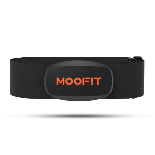 moofit Heart Rate Monitor Chest Strap Bluetooth/ANT+ Waterproof HR Monitor Chest Strap Heart Rate Monitor Compatible with Peloton, Zwift, Rouvy, TRX, Elite HRV, Peloton, Strava, DDP Yoga