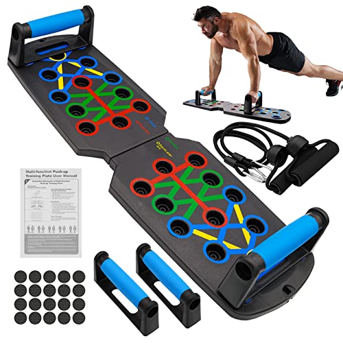 Vizela Push up board,Portable Multi-Function Foldable 28 in 1 Push up bar,Push up handles for floor,Strength training equipment,with resistance bands