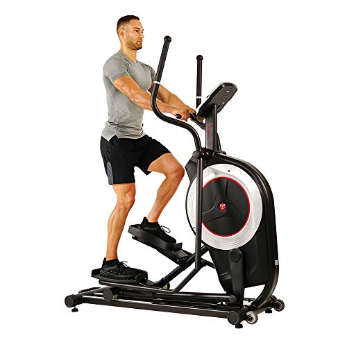 Sunny Health & Fitness Electric Eliptical Trainer Elliptical Machine w/Devicec Holder, Programmable Monitor and Heart Rate Monitoring, 300 LB Max Weight and 20″” Stride – SF-E3875, Black