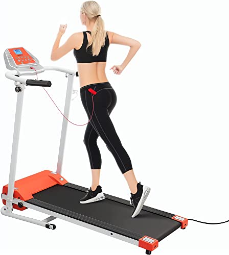Folding Treadmill 1.5HP Foldable Treadmill with 12 Modes, Compact Mini Treadmill for Home Office, Space Saving Small Treadmill with Large Running Area, LCD Display, Easy to Fold