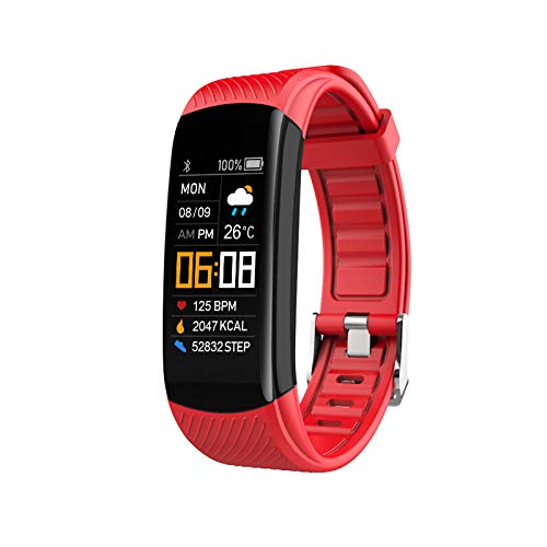 Vital Fit Track, Vital Fit Track Watch, Ip67 Waterproof Smart Watch Fitness Tracker with Heart Rate Blood Pressure Blood Oxygen Body Temperature Monitor Sleeptracking for Android Phones (Red)