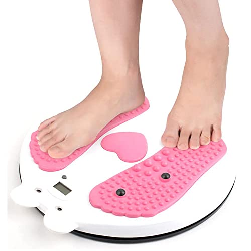 AGGICE Waist Twister Board for Exercise Waist, Intelligent Magnetic Massage Waist Disc with Counting Display Load Bearing Pressure Rotating Board Pink