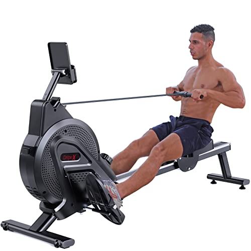 Rowing Machine, Dripex Magnetic Foldable Rower with 16 Resistance Levels, 350 LB Weight Capacity, LCD Monitor, Tablet Holder and Comfortable Seat Cushion