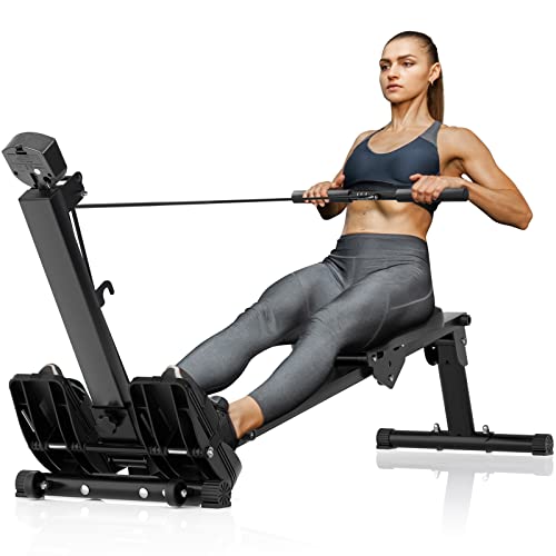 Rowing Machine Compact Rower with 3 Adjustable Resistance Levels, 2023 Revolution New Row Machine with LCD Display, 300 LBS Weight Capacity Foldable Rower for Home Office Use – Smooth & Quiet