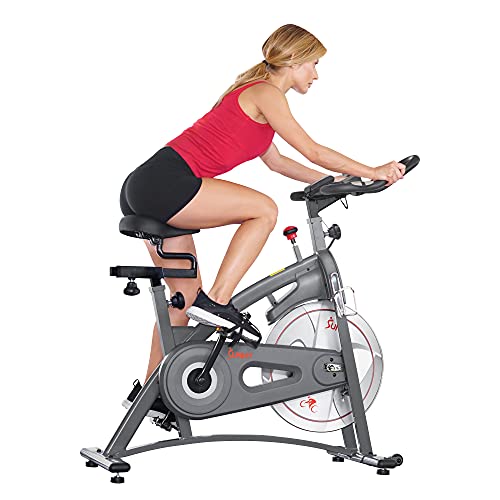 Sunny Health & Fitness Magnetic Belt Drive Indoor Cycling Bike – SF-B1877, silver